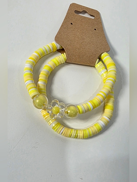 Izzy G. Other - Yellow Floral Bead Stackable Bracelet Set By Izzy G.